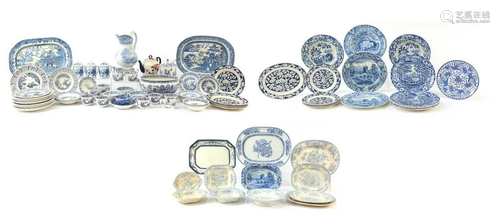 Victorian and later blue and white china including