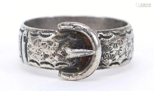 Victorian silver buckle ring, Birmingham 1901, size Y,