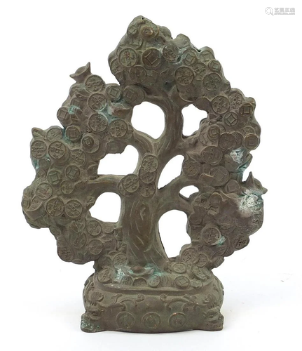 Chinese bronze cash tree, 22cm high