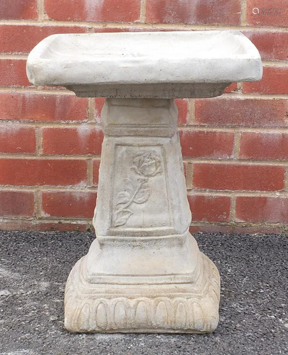 Stoneware garden birdbath, 52cm high