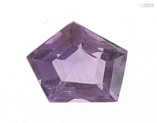 Pentagon cut purple amethyst gemstone with certificate,