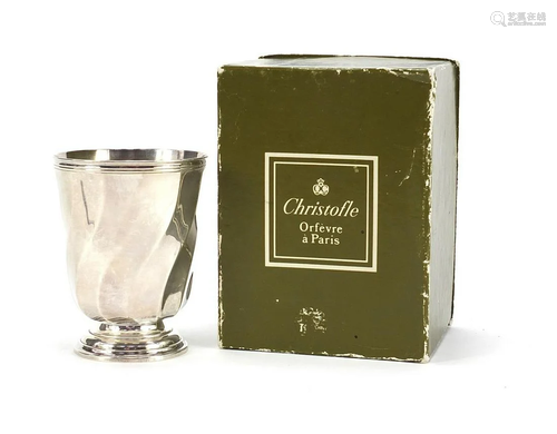 Christofle, French silver plated beaker with writhen