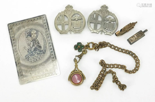 Objects including watch chain, whistle and silver ingot