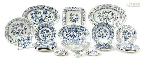 German Blue Onion pattern china including Meissen, the