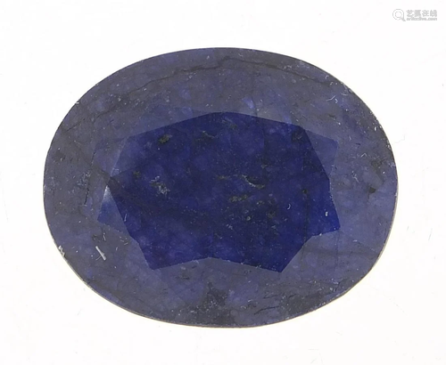 Oval blue sapphire gemstone with certificate, 56.40