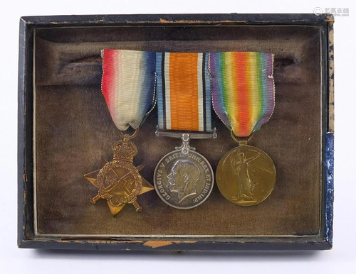 British military World War I trio housed in a glazed