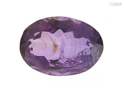 Oval purple amethyst gemstone with certificate, 5.72