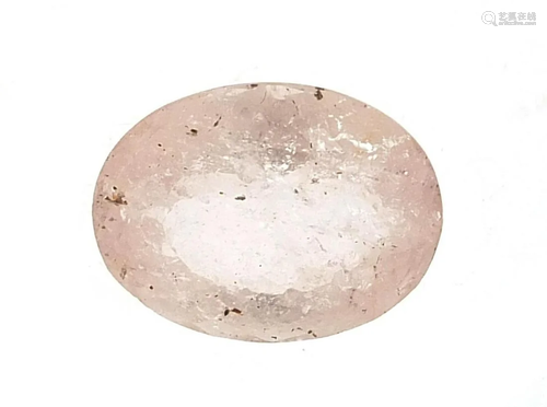 Oval pink goshenite gemstone with certificate, 19.28