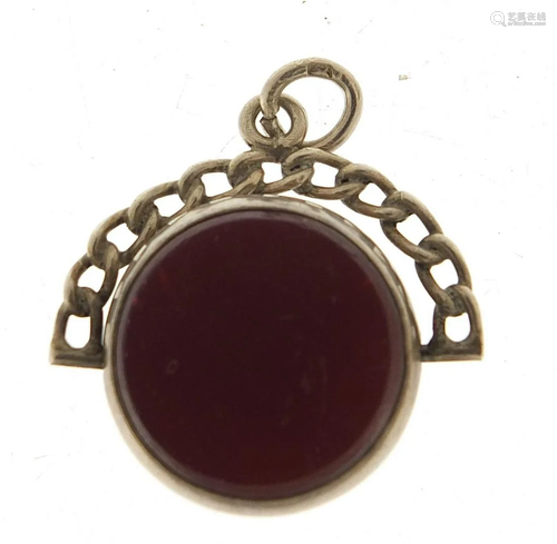 Edwardian silver bloodstone and carnelian spinner fob,