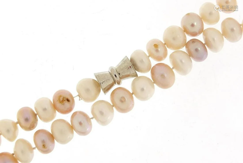 Large freshwater pearl necklace with magnetic clasp,