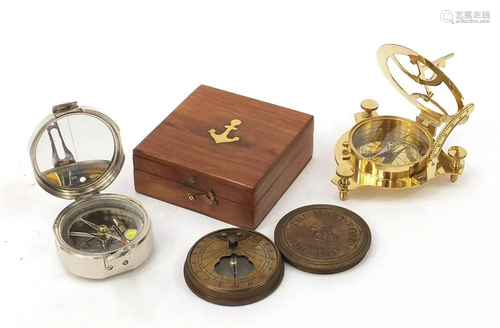 Three naval/military interest compasses including two