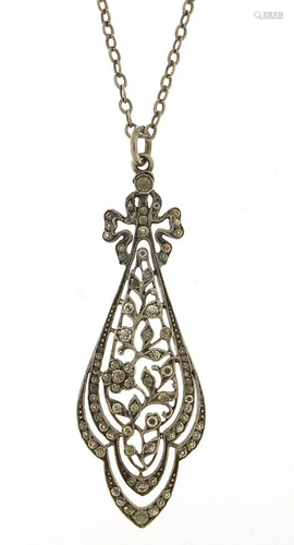 Antique design silver and paste pendant on a silver