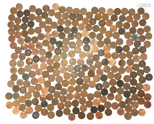 Large collection of British pennies