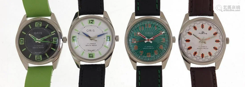 Three gentlemen's Oris wristwatches and one Fortis