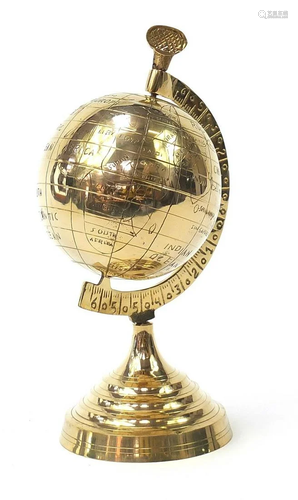 Bronzed table globe, 29cm high