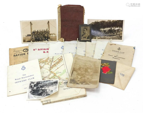 Military interest ephemera and postcards including