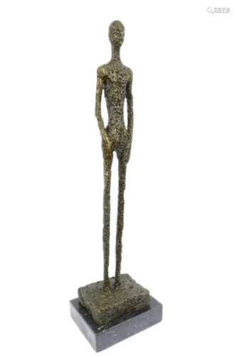 Standing Tall Man Stick Bronze Sculpture