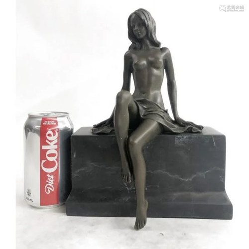 Nude Sitting Girl Bronze Sculpture