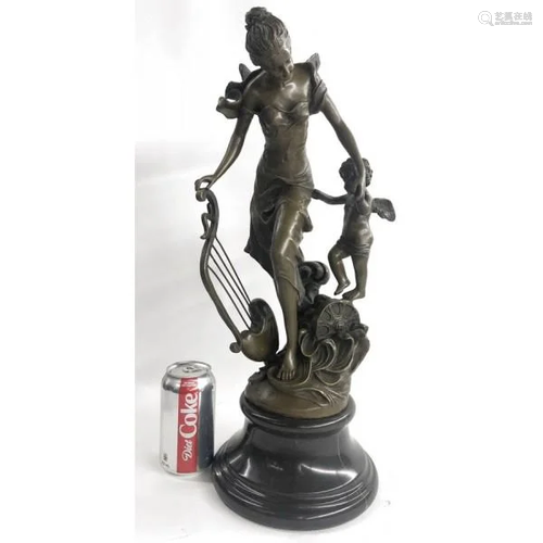 Fantasy Winged Fairy with Mythical Bronze Sculpture