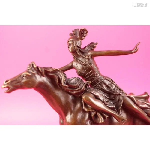 Amazon Warrior Ride Horse Bronze Sculpture