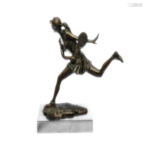 Female Tennis Player Bronze Satue