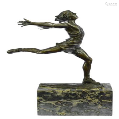 Track Runner Modernist Bronze Sculpture