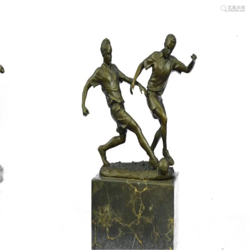 Two Soccer Player Bronze Sculpture