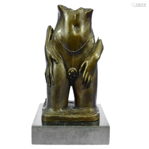 Nude Female Torso title No Man Land Bronze Figurine