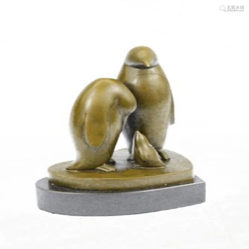 Penguin Trio Bronze Sculpture