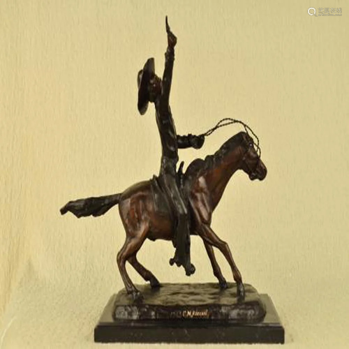 Pony Express Cowboy Bronze Sculpture