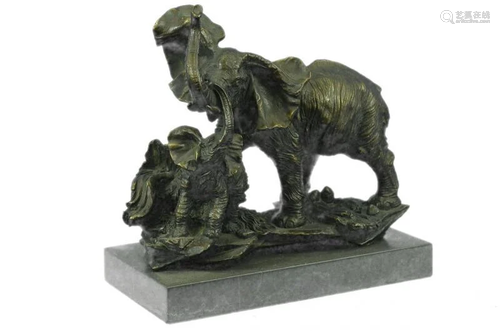 Elephant with Baby Wildlife Bronze Sculpture