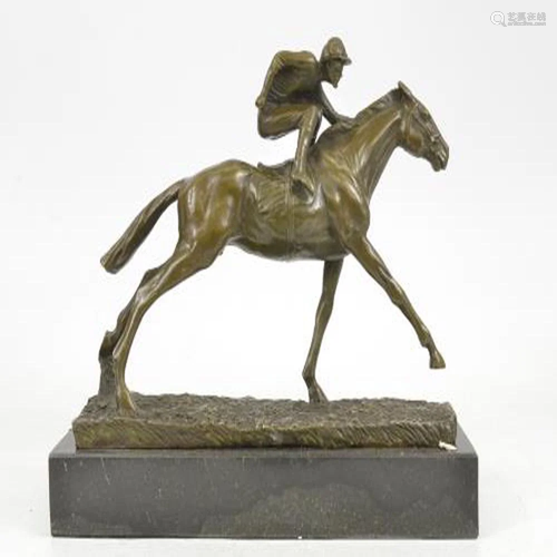 Jockey Horse Racing Bronze Sculpture