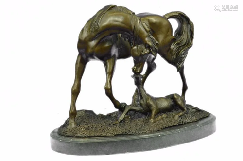 Horse and Colt Bronze Sculpture