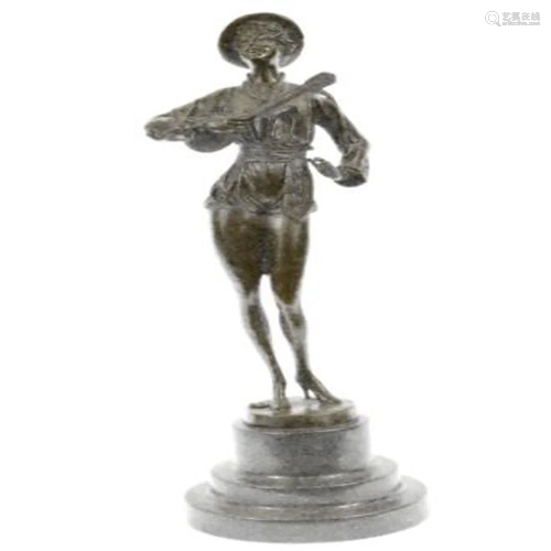 Woman Musician Bronze Sculpture