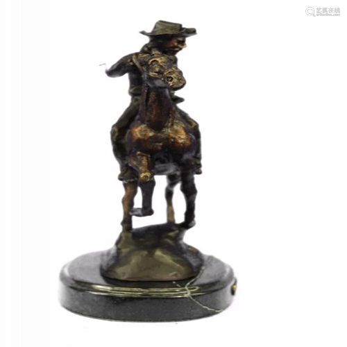 Man Riding Horse Bronze Figurine