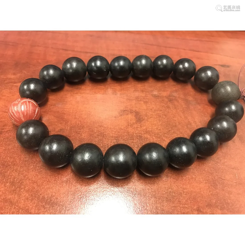 Old Stock,Chenxiang wood buddha beads,with red