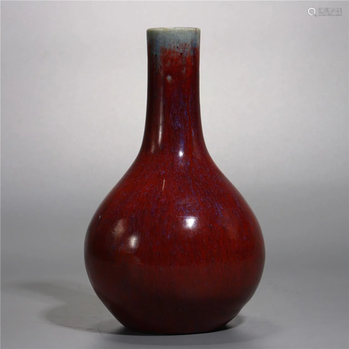 Old stock,Qing Dynasty fambe red glazed vase.Dimension: