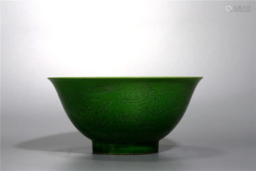 Old stock,green glazed bowl,with Kangxi mark.Dimension: