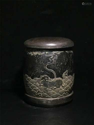 Old stock,Duan ink-stone, waist drum shape.Dimension: