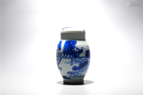 Ming Dynasty blue and white jar.painted character