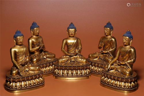 A set of Qing Dynasty buddha statues.Dimension: