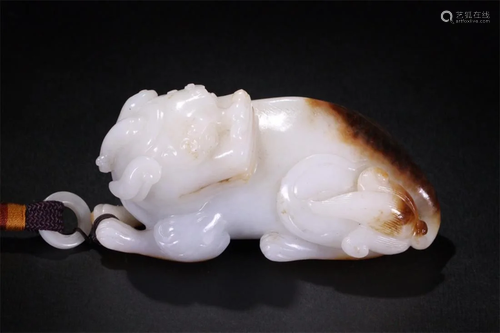 Old stock,hetian jade hand piece,auspicious animals