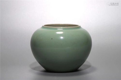 Old stock,azure glaze jar.Dimension: 11x8.5 cm