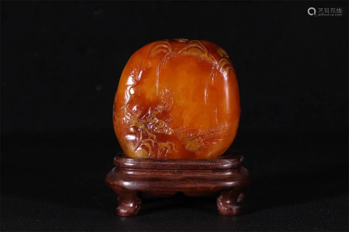 Shou shan stone ornament,carved people with