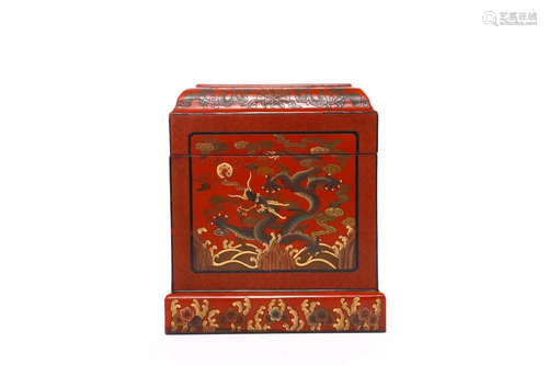 Qing Dynasty lacquerware seal box,with Qianlong