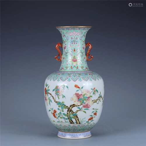 Old stock familli-rose vase,with Qianlong