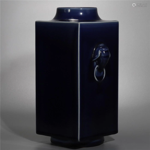 Old Stock, Jiangwu dark blue glazed vase.Dimension: