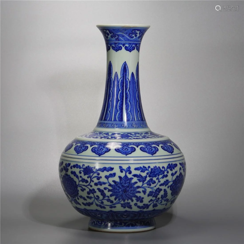 Qing Dynasty blue and white vase,painted auspicious