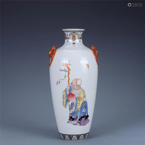 Old stock,famille-rose gilt vase,with Qianlong