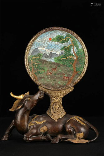 Qing Dynasty copper gilt enamel ornament,with Qianlong